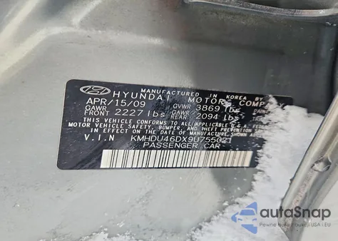 2009 Hyundai Elantra Gls from USA, damaged, VIN KMHDU46DX9U755021
